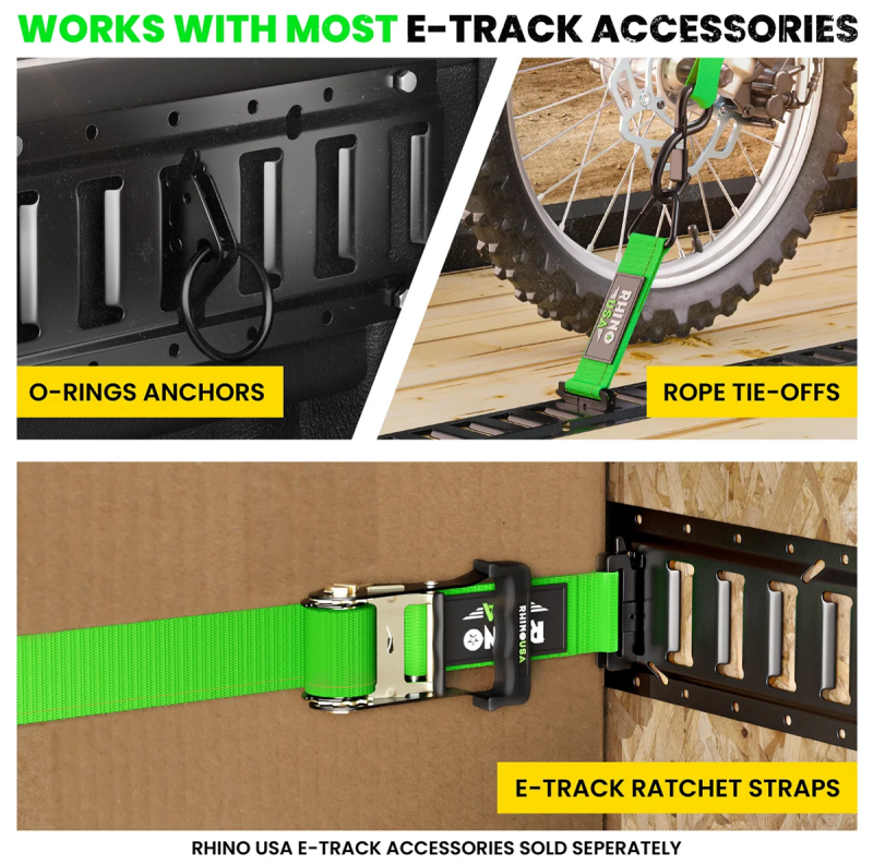 5Ft E-Track Tie-Down Rails, Black (4 Pack)