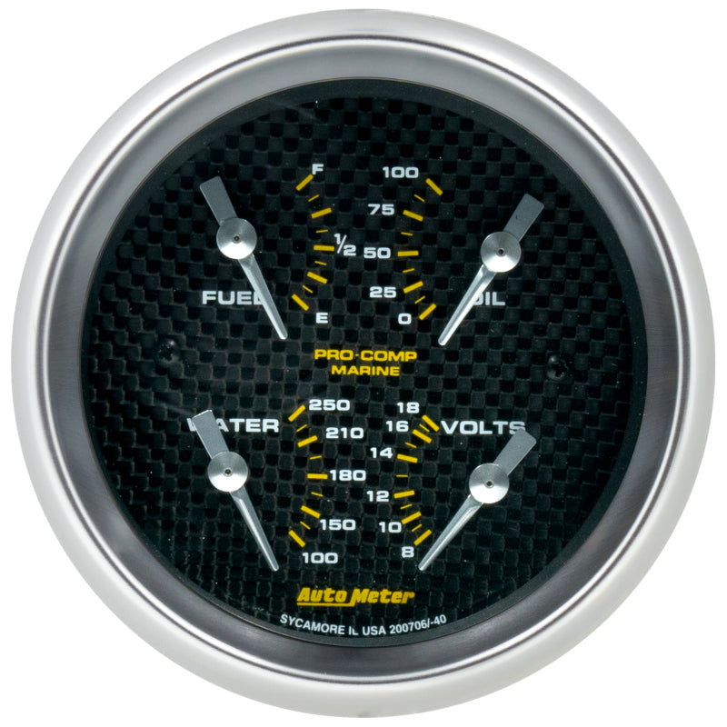 Autometer Marine Carbon Fiber 3-3/8in Gauge - 100PSI