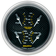 Load image into Gallery viewer, Autometer Marine Carbon Fiber 3-3/8in Gauge - 100PSI