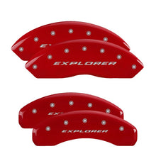 Load image into Gallery viewer, MGP 2012+ Ford Explorer Engraved Front and Rear Caliper Covers - Red - Silver Characters