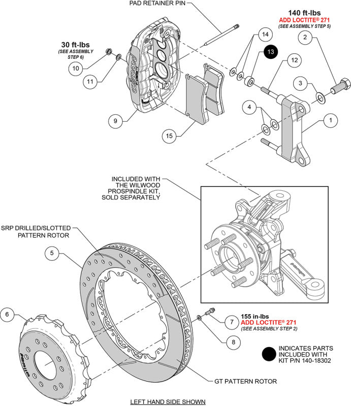 Wilwood kit front XRS6R wwe C10 alum pro spindle 13.06 rotor SRP red