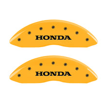 Load image into Gallery viewer, MGP 4 Caliper Covers Engraved Front &amp; Rear Honda Yellow finish black ch