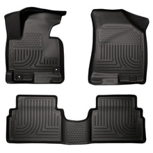Load image into Gallery viewer, Husky Liners 2014 Kia Sportage w/Retain Hooks WeatherBeater Combo Front &amp; 2nd Row Black Floor Liners