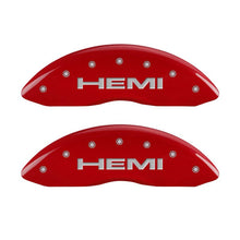 Load image into Gallery viewer, MGP 4 Caliper Covers Engraved Front &amp; Rear Hemi Red finish silver ch