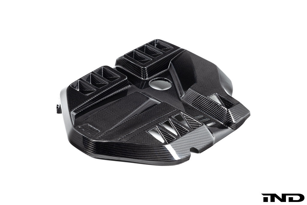 Eventuri G8X M3 / M4 Black Carbon Engine Cover w/BMW M Power Decal - Matte Carbon - EVE-G8XM-CFM-ENG-D