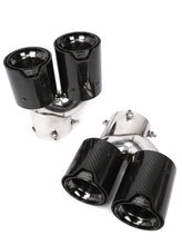 Load image into Gallery viewer, Carbon Fiber Dual Exhaust Tips for BMW M340i M240i M440i | G20 G42 G22 G23 G26 | Y-Pipe Single-to-Dual Conversion | Sold as Pair