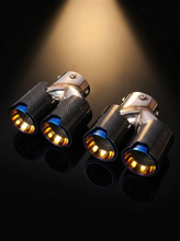 Load image into Gallery viewer, Carbon Fiber Dual Exhaust Tips for BMW M340i M240i M440i | G20 G42 G22 G23 G26 | Y-Pipe Single-to-Dual Conversion | Sold as Pair