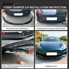 Load image into Gallery viewer, 2017-2023 Tesla Model 3 4PC Front Bumper Lip Spoiler