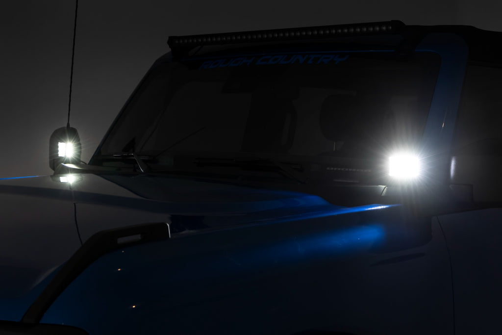 LED Light Kit | Ditch Mount | 2" Black Pair | Amber DRL | Ford Bronco (21-26)