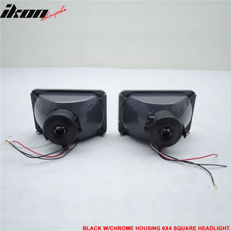 Universal 4X6 Square H4 Headlight Lamp With Halogen Bulb Clear Lens