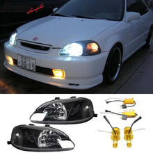Load image into Gallery viewer, 25W H4 Dual Beam LED kit w/ Fits 99-00 Civic JDM Housing Headlight