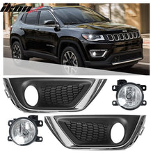 Load image into Gallery viewer, Fits 17-18 Jeep Compass Front Clear Glass Lens Black Cover Shell Pair