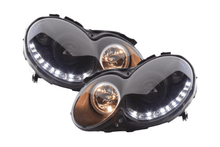 Load image into Gallery viewer, Mercedes Benz CLK (209) Black LED Headlights with Daytime Running Lights (2004-2009)