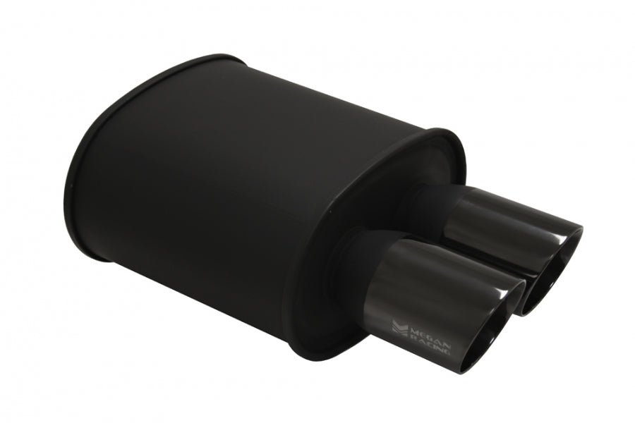 Universal Exhaust M-BC Muffler Dual Black Chrome Tips -- MR-MU-MBC-2