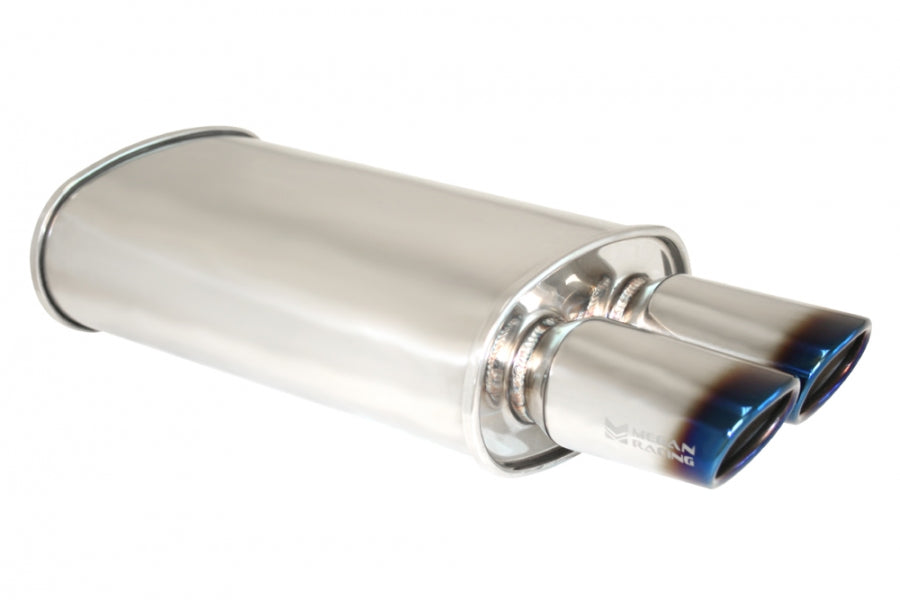 Universal Exhaust O-VA Muffler (Dual Oval Burnt Tips) -- MR-MU-OVA-2