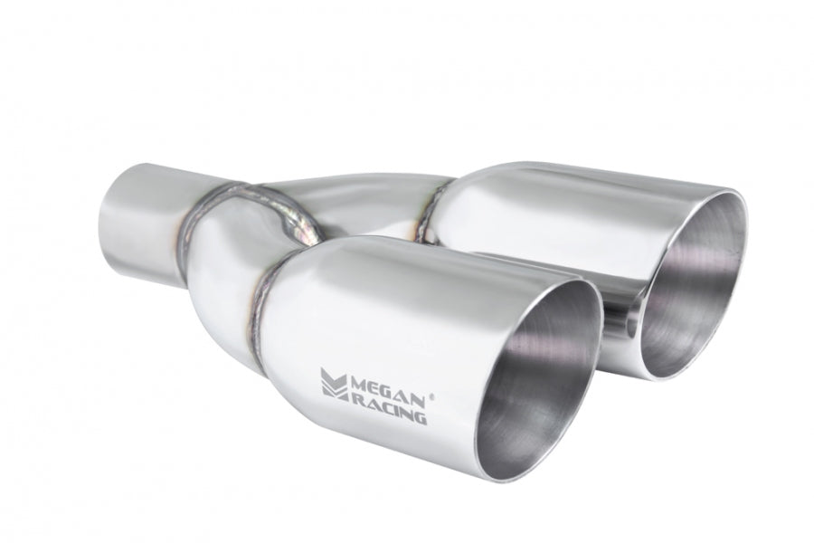 Universal Twin Stainless Steel Chrome 3.5-Inch Tips (2.5-Inch Piping) -- Driver Side