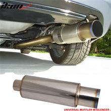 Load image into Gallery viewer, Universal N1 Style 4In Steel Muffler Titanium Flat Tip + Silencer