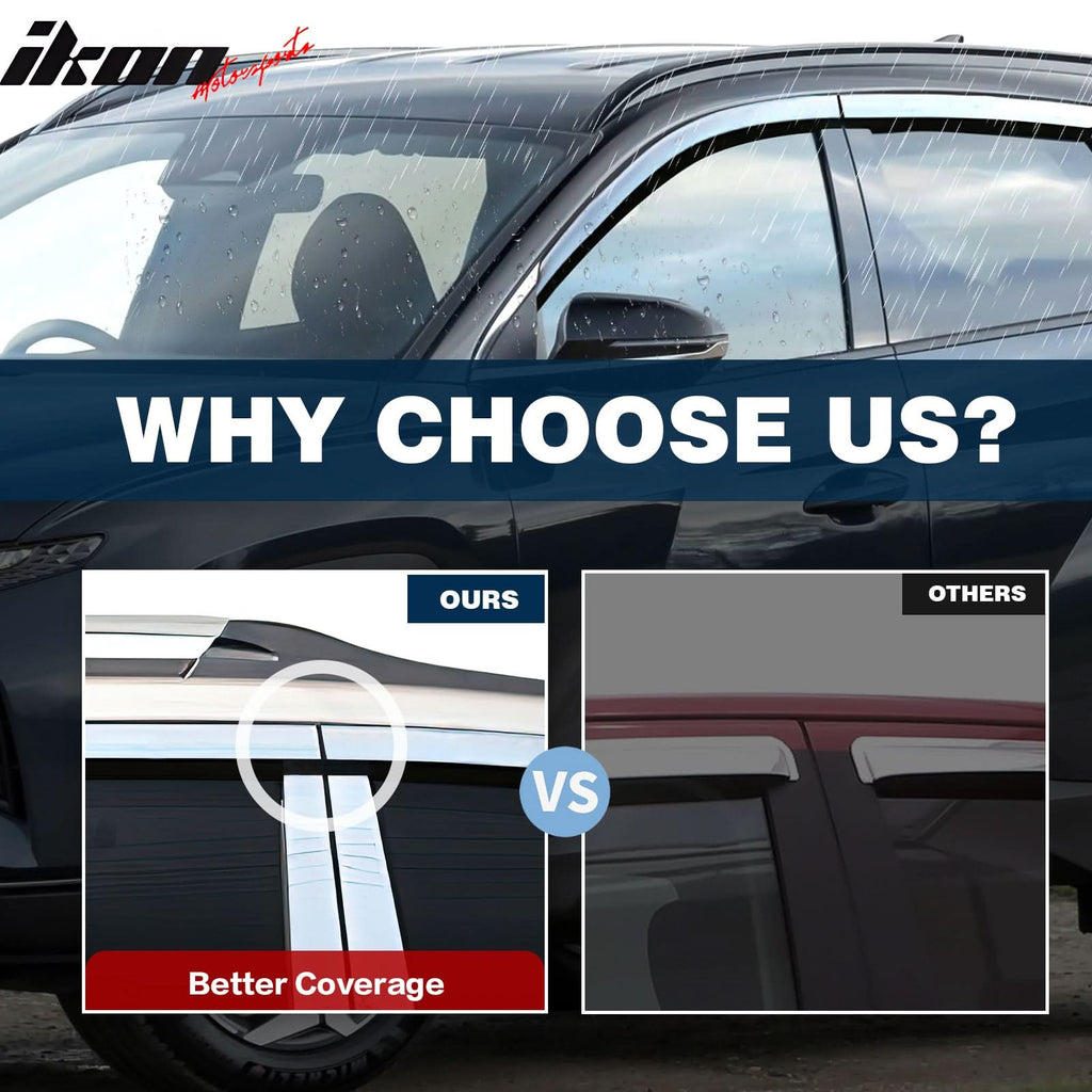 2011-2014 Hyundai Sonata Tape-On Chrome 4PCS Window Visors Guards ABS