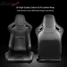 Load image into Gallery viewer, Universal Black Racing Seat with Dual Sliders PU Carbon Leather
