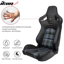 Load image into Gallery viewer, Universal Plaid Racing Seat Dual with Sliders PU Carbon Leather