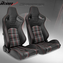 Load image into Gallery viewer, Universal Plaid Racing Seat Dual with Sliders PU Carbon Leather