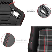 Load image into Gallery viewer, Universal Plaid Racing Seat Dual with Sliders PU Carbon Leather
