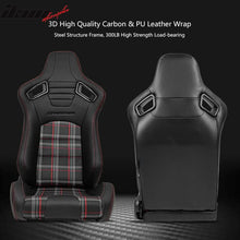 Load image into Gallery viewer, Universal Plaid Racing Seat Dual with Sliders PU Carbon Leather