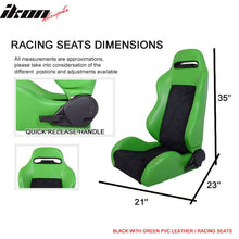 Load image into Gallery viewer, Universal Black Green Racing Seats PVC Leather Suede