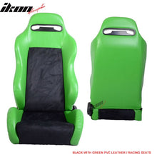 Load image into Gallery viewer, Universal Black Green Racing Seats PVC Leather Suede