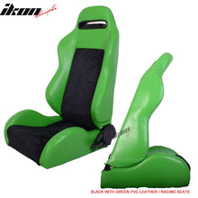 Load image into Gallery viewer, Universal Black Green Racing Seats PVC Leather Suede