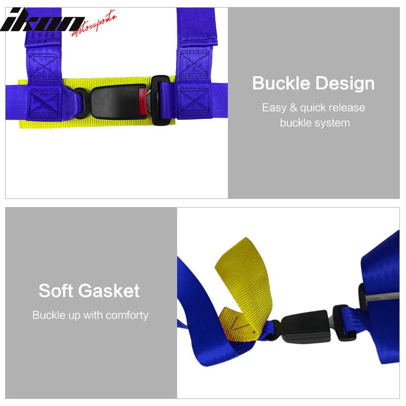 Universal Purple 2" 4 Point Buckle Racing Seat Belt Harness Nylon