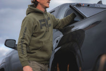 Load image into Gallery viewer, Rough Country Hoodie | RC Topographical Sleeve | Army Green | LG