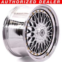 Load image into Gallery viewer, 17x8.5 In Platinum Chrome Hayame Performance Wheel Rims Gold Accent
