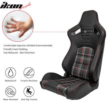 Load image into Gallery viewer, Universal Red Plaid Racing Seat Dual Slider Cam-lock Belt PU Carbon