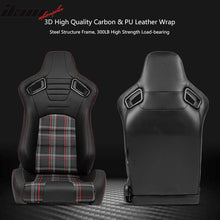 Load image into Gallery viewer, Universal Red Plaid Racing Seat Dual Slider Cam-lock Belt PU Carbon