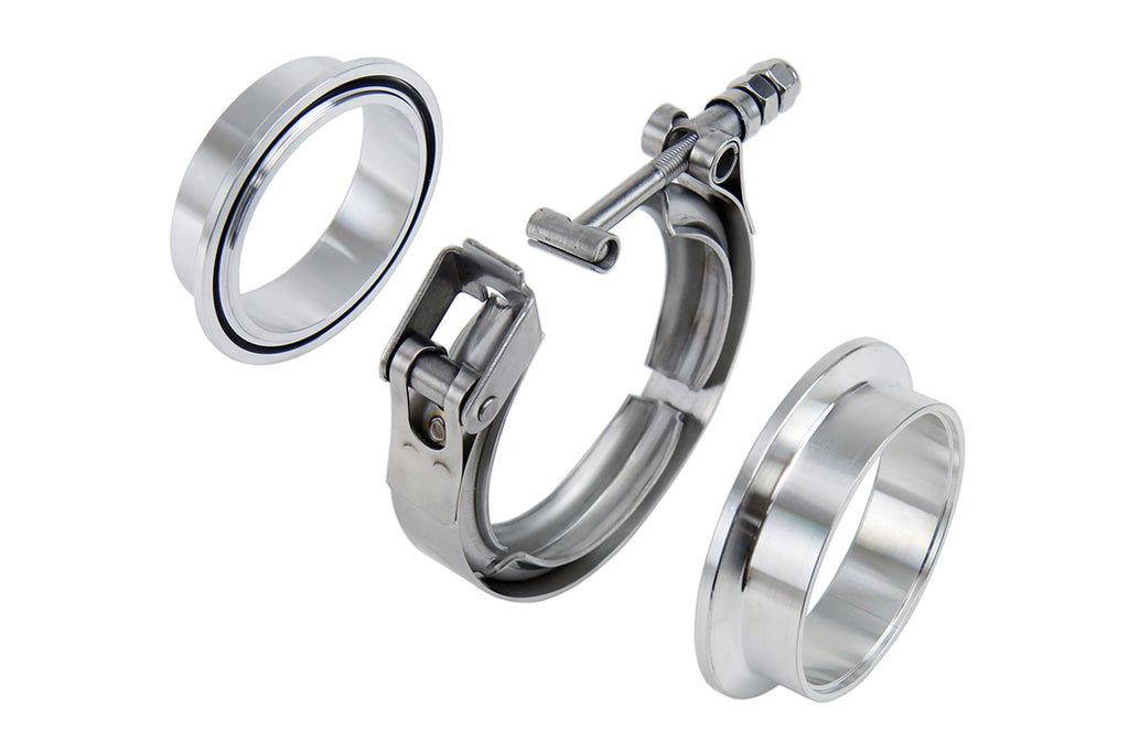 HPS Performance VCKIT-AL-350 HPS V-band clamp with interlocking aluminum flanges for 3.5" OD tubing.