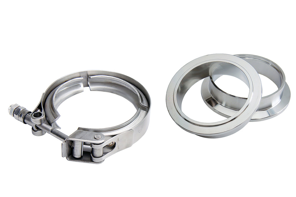 HPS Performance VCKIT-SS-500 HPS V-band clamp with interlocking stainless steel flanges for 5" OD tubing.