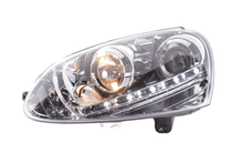 Load image into Gallery viewer, Volkswagen Golf 5 Chrome LED Headlights with Daytime Running Lights (2003 - 2008)