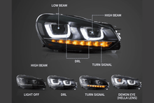 Load image into Gallery viewer, Volkswagen Golf 6 MK6 Black Demon Eyes Projector Headlight (2008 - 2014)